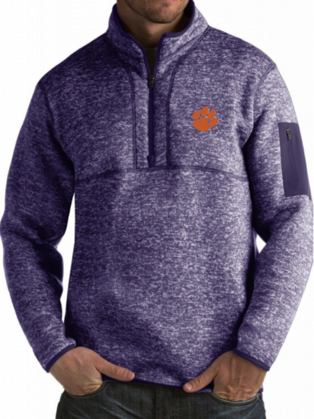Men's Clemson Tigers Regalia Fortune Pullover Jacket in Heathered Purple, Sz XL